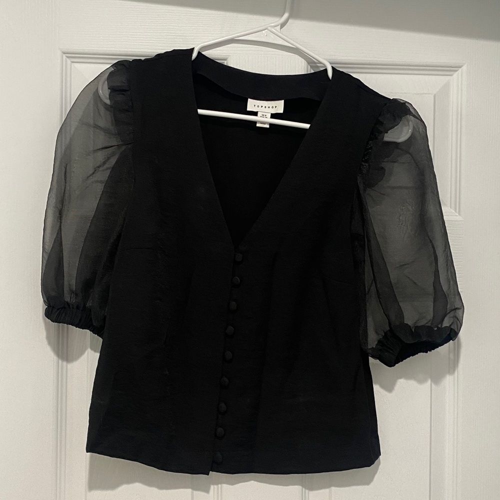 Topshop organza sleeve blouse